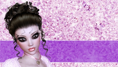 Brown Hair Woman on Pink & Purple Diamond Style Jewels Themed Digital Paper Background