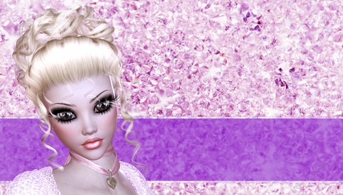Blonde Hair Woman on Pink & Purple Diamond Style Jewels Themed Digital Paper Background