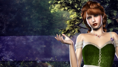 Brown Hair Elf Woman on Muted Outdoor Themed Fantasy Digital Paper Background 2