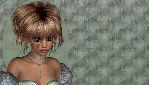 Fantasy Pretty Darker Blonde Elf on Unique Floral Texture Digital Paper Background