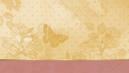 Peach Floral & Butterfly Pattern Background with Rose Color Edge