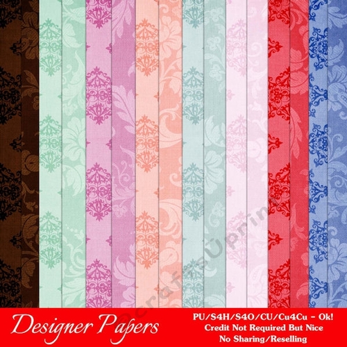 Spring Colors 5 Digital Damask & Floral Patterns Paper Backgrounds