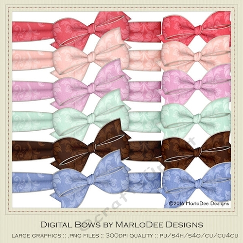 Spring Colors 5 Digital Bows pkg 1