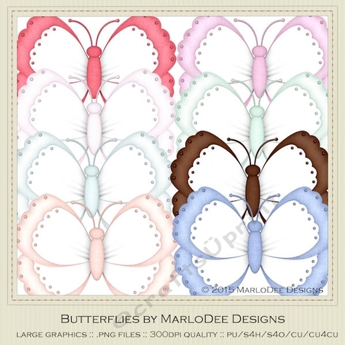 Spring Colors 5 Digital Butterflies pkg 1