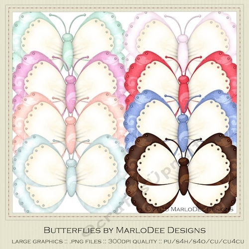 Spring Colors 5 Digital Butterflies pkg 2