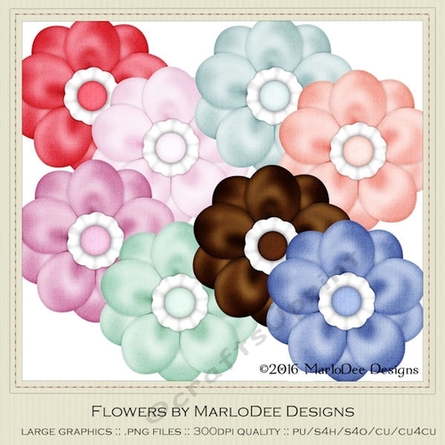 Spring Colors 5 Digital Flowers pkg 1