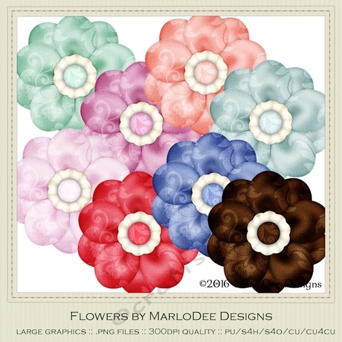 Spring Colors 5 Digital Flowers pkg 2