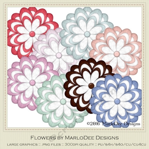 Spring Colors 5 Digital Flowers pkg 3