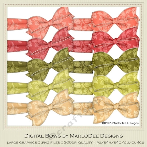 Spring Colors 6 Digital Bows pkg 1
