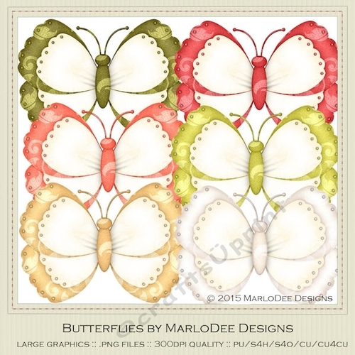 Spring Colors 6 Digital Butterflies pkg 1