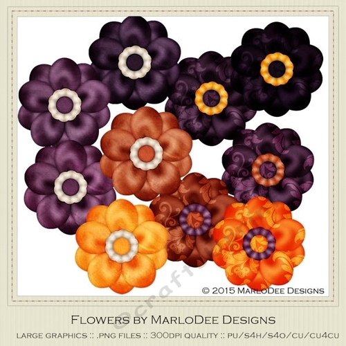 Halloween Colors 1 Digital Flowers