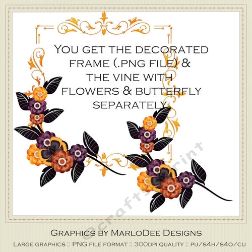 Halloween Colors 1 Digital Floral Frame pkg 1