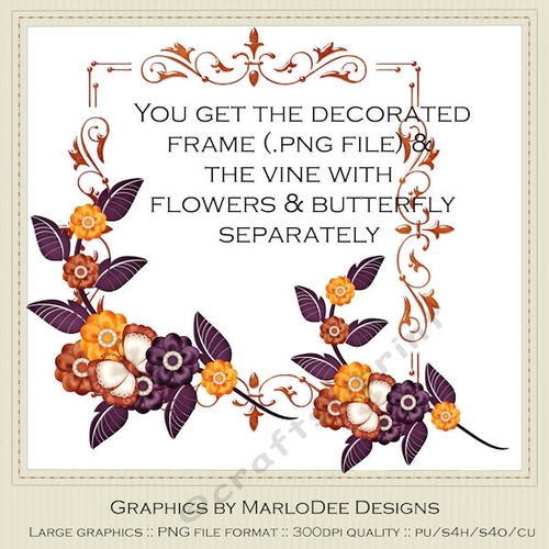 Halloween Colors 1 Digital Floral Frame pkg 2