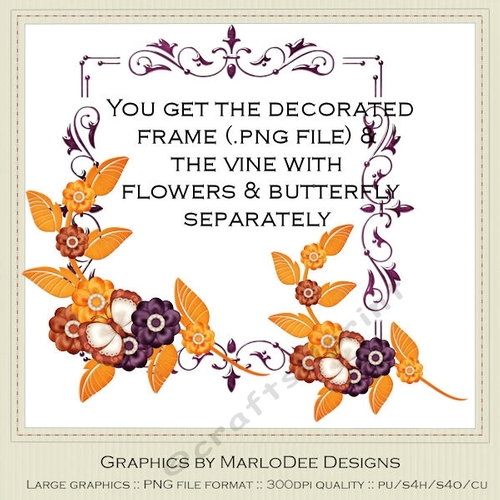 Halloween Colors 1 Digital Floral Frame pkg 3