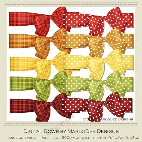 Fall Season Colors 1 Digital Bows pkg 4