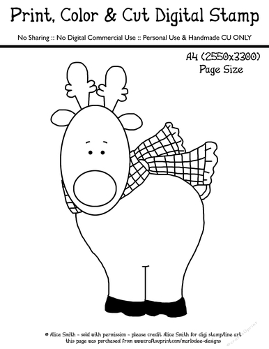 Christmas Reindeer Digital Stamp