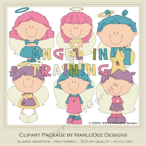 Angels in Training Girls Clip Art Graphics 