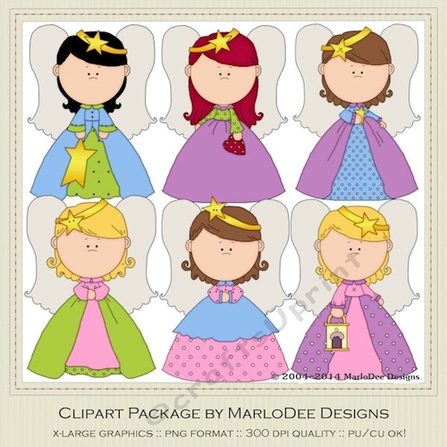 Angel Wings Girls Clip Art Graphics - pretty colors - set 1