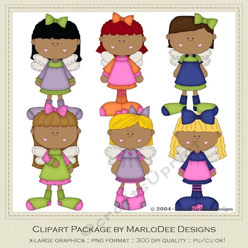 Angel Girls Clip Art Graphics - darker skin