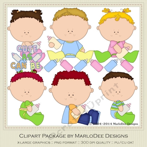 Baby Bottle Tots - Boys & Girls Clip Art Graphics 