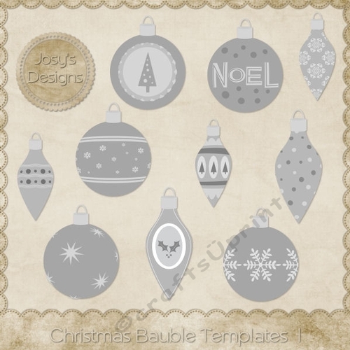 Christmas Bauble Ornaments Themed Layered Templates pkg 1 