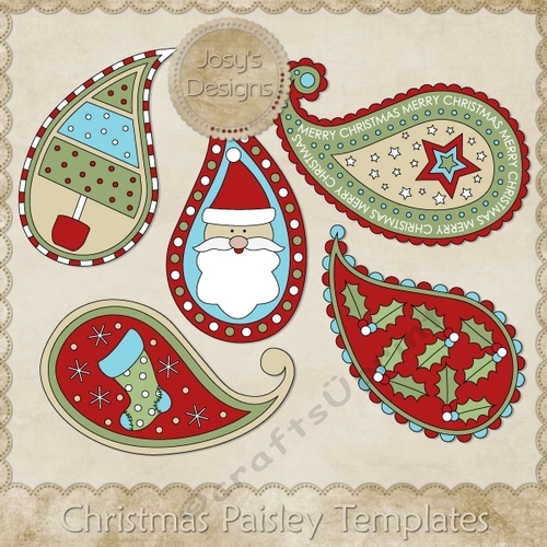 Christmas Paisley Themed Layered Templates pkg 1