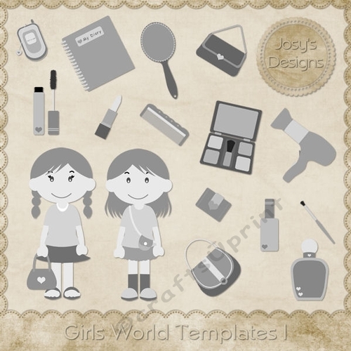 Girls World Layered Templates Pkg 1