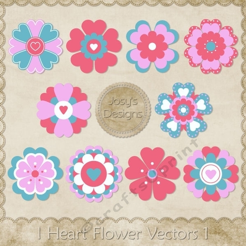 I Heart Flowers Layered Templates Pkg 1