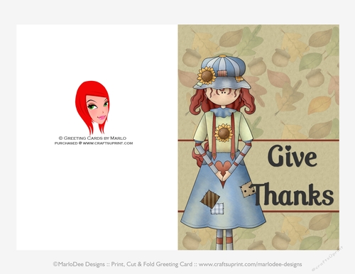 Give Thanks Country Girl Cut & Fold 5x7 Thanksgiving Card