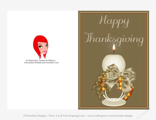 Happy Thanksgiving Candle D3 Cut & Fold 5x7 Thanksgiving Card