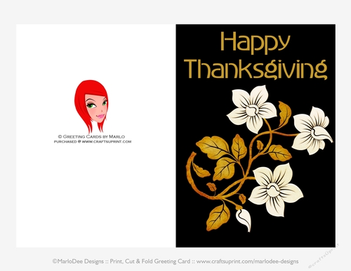 Happy Thanksgiving Flowers D1 Cut & Fold 5x7 Thanksgiving Card