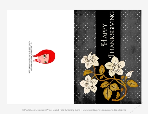 Happy Thanksgiving Flowers D3 Cut & Fold 5x7 Thanksgiving Card