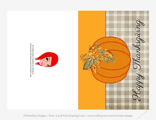 Happy Thanksgiving Pumpkin Design Cut & Fold 5x7 Thanksgiving Card