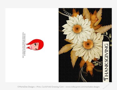 Thanksgiving Fall Flowers Design Cut & Fold 5x7 Greeting Card