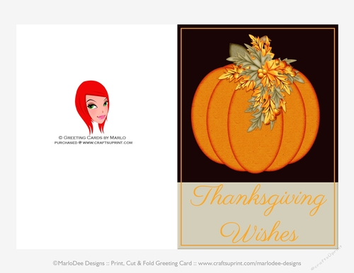 Thanksgiving Wishes Pumpkin D1 Cut & Fold 5x7 Greeting Card