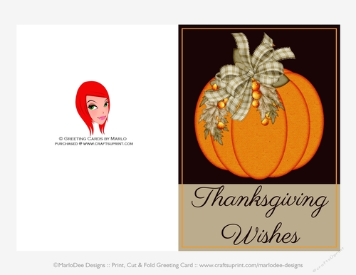 Thanksgiving Wishes Pumpkin D2 Cut & Fold 5x7 Greeting Card