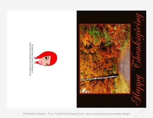 Happy Thanksgiving Fall Colors Road D1 Cut & Fold 5x7 Greeting Card