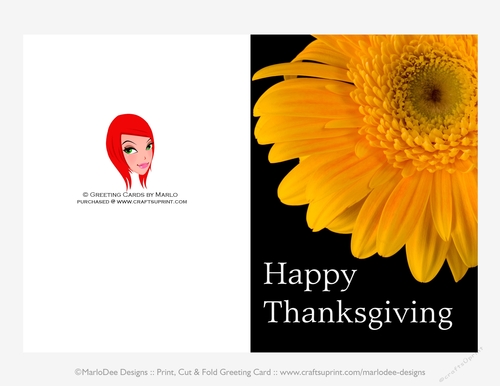 Happy Thanksgiving Orange Gerber Flower Cut & Fold 5x7 Greeting Card