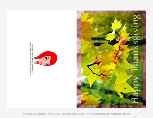 Happy Thanksgiving Leaves D2 Cut & Fold 5x7 Greeting Card