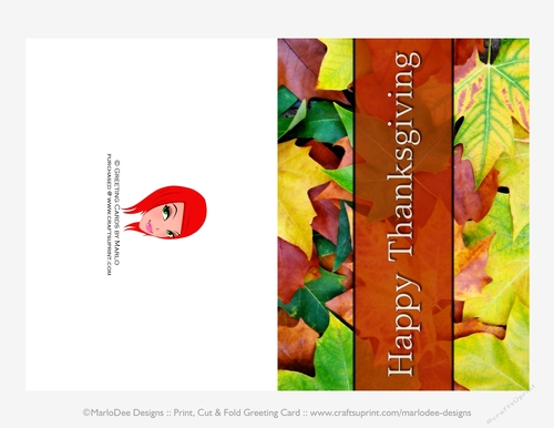 Happy Thanksgiving Leaves D4 Cut & Fold 5x7 Greeting Card