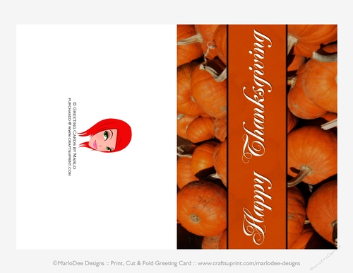 Happy Thanksgiving Pumpkins Patch D2 Cut & Fold 5x7 Greeting Card