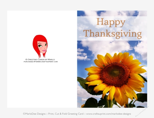 Happy Thanksgiving Sunflower D1 Cut & Fold 5x7 Greeting Card