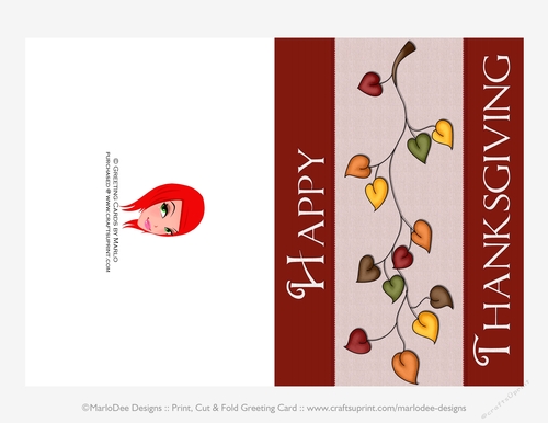Happy Thanksgiving Leaves D1 Cut & Fold 5x7 Greeting Card