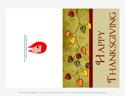 Happy Thanksgiving Leaves D3 Cut & Fold 5x7 Greeting Card