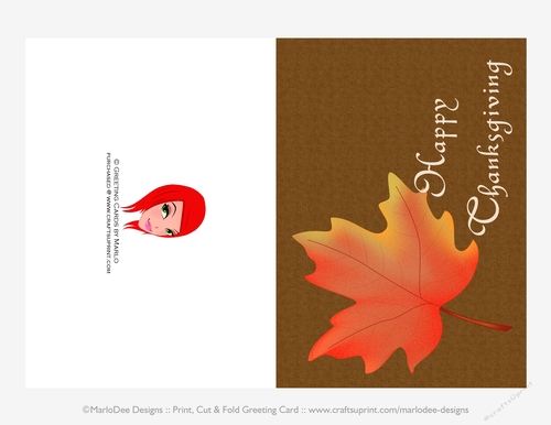 Happy Thanksgiving Leaf Cut & Fold 5x7 Greeting Card