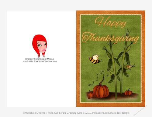 Happy Thanksgiving Pumpkins Patch D1 Cut & Fold 5x7 Greeting Card
