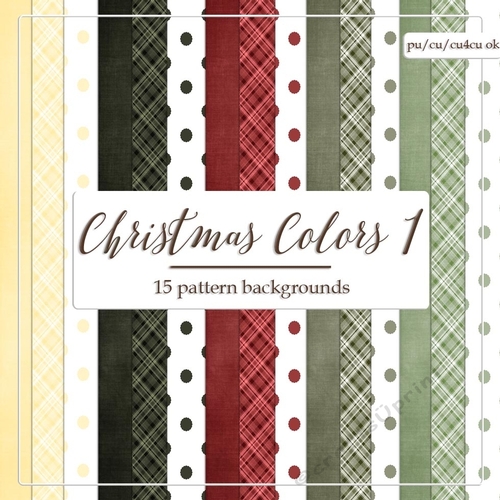 Christmas Colors 1 Digital Paper Backgrounds - Polka Dots, Plaid & Cardstock
