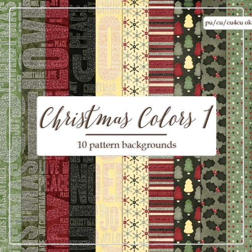 Christmas Colors 1 Digital Paper Backgrounds - Christmas Patterns 1