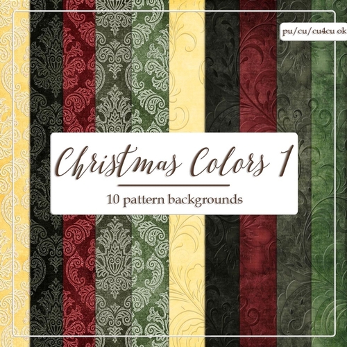 Christmas Colors 1 Digital Paper Backgrounds - Damask & Floral Patterns 1
