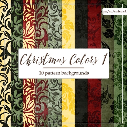 Christmas Colors 1 A4 Size Digital Paper Backgrounds - Vines & Floral Patterns 1
